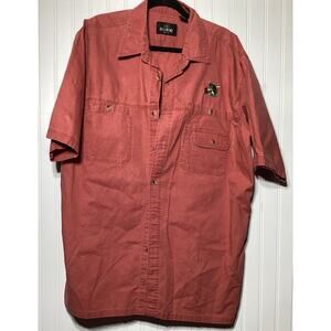 Red Head Brand Shirt 100% Cotton Short Sleeve Button Up Embroidered Fish Mens XL